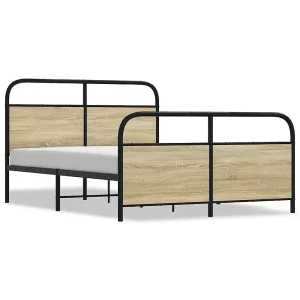 Bedframe zonder matras bewerkt hout sonoma eikenkleur 120x200cm Bedframe zonder matras bewerkt hout sonoma eikenkleur 120x200cm
