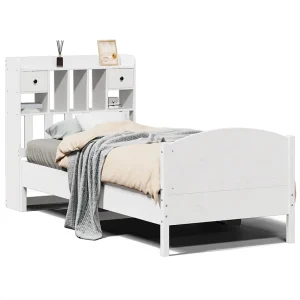 Bed met boekenkast zonder matras grenenhout wit 75×190 cm Bed met boekenkast zonder matras grenenhout wit 75×190 cm