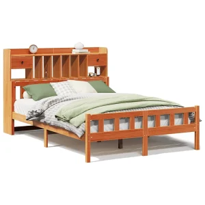 Bed met boekenkast zonder matras grenenhout wasbruin 160×200 cm Bed met boekenkast zonder matras grenenhout wasbruin 160×200 cm