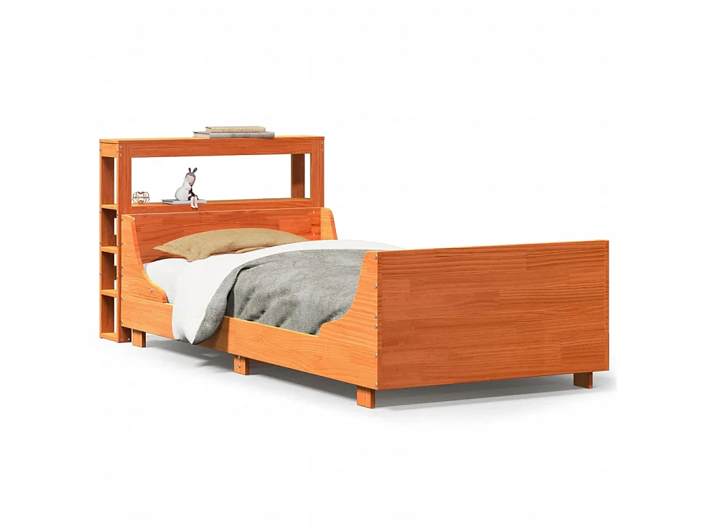 Bedframe zonder matras massief grenenhout wasbruin 100x200 cm