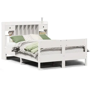 Bed met boekenkast zonder matras grenenhout wit 150×200 cm Bed met boekenkast zonder matras grenenhout wit 150×200 cm