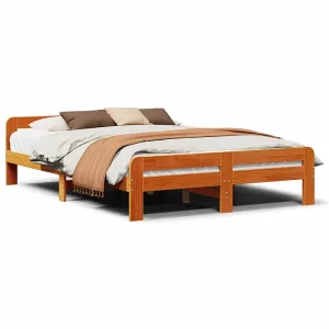 Bedframe zonder matras massief grenenhout wasbruin 140×200 cm Bedframe zonder matras massief grenenhout wasbruin 140×200 cm