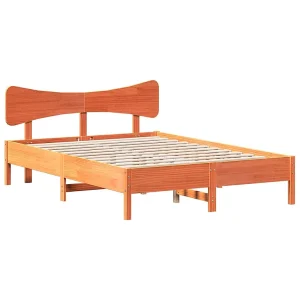 Bedframe zonder matras massief grenenhout wasbruin 135×190 cm Bedframe zonder matras massief grenenhout wasbruin 135×190 cm