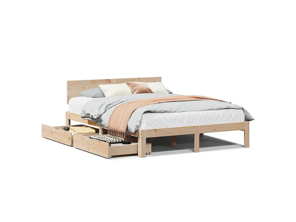 Bedframe met lades massief grenenhout 120x190 cm