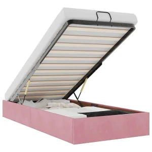 Bedframe zonder matras 100×200 cm fluweel roze Bedframe zonder matras 100×200 cm fluweel roze