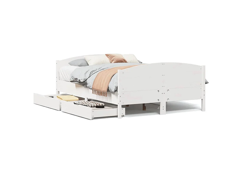 Bedframe zonder matras massief grenenhout wit 120x200 cm