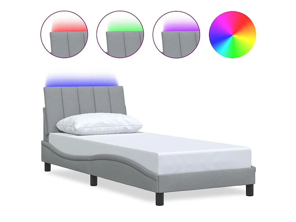 Bedframe zonder matras "Hanko" 90x200 cm stof lichtgrijs