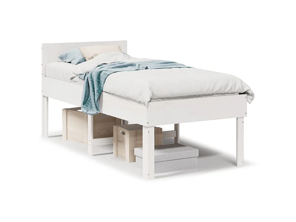 Bedframe zonder matras massief grenenhout wit 75x190 cm
