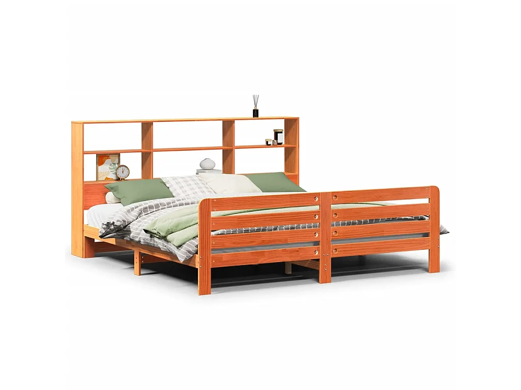 Bedframe zonder matras massief grenenhout wasbruin 200x200 cm