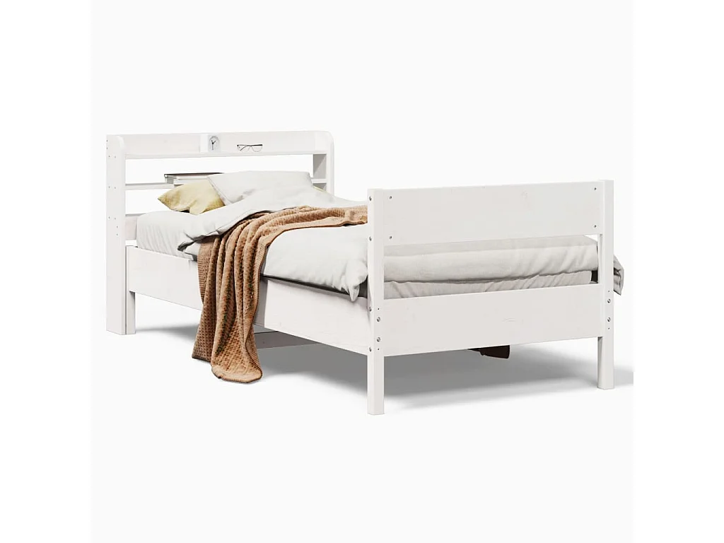 Bedframe zonder matras massief grenenhout wit 140x200 cm