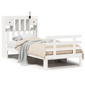 Bed met boekenkast zonder matras grenenhout wit 90×200 cm Bed met boekenkast zonder matras grenenhout wit 90×200 cm