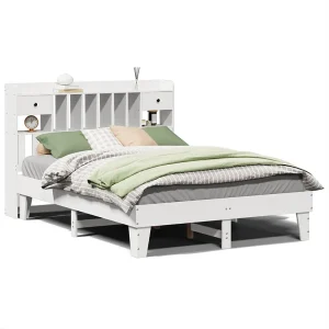 Bedframe zonder matras massief grenenhout wit 150×200 cm