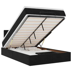 Bed poef met matras 120×190 cm fluweel zwart