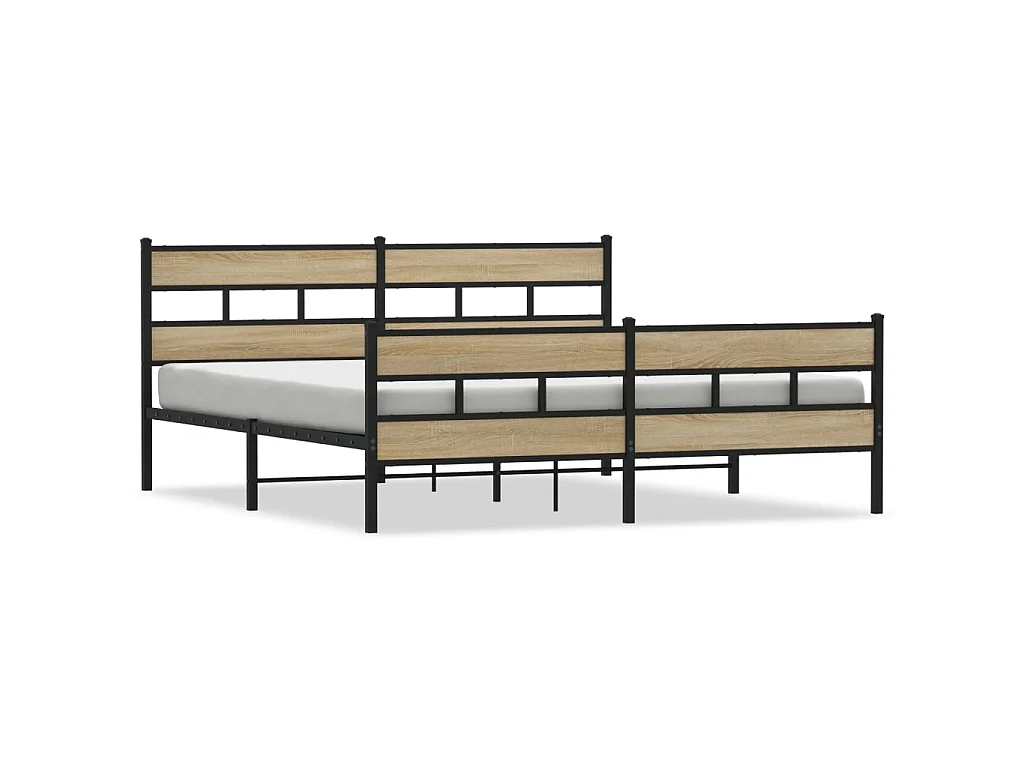 Bedframe zonder matras metaal sonoma eikenkleurig 193x203 cm