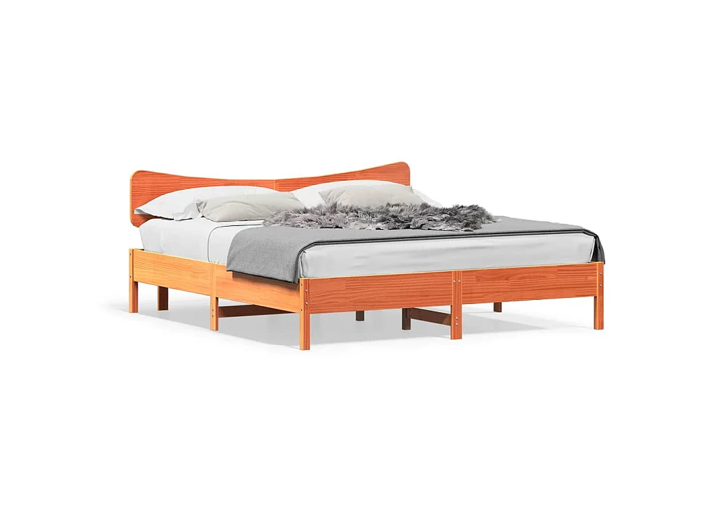 Bedframe zonder matras massief grenenhout wasbruin 160x200 cm