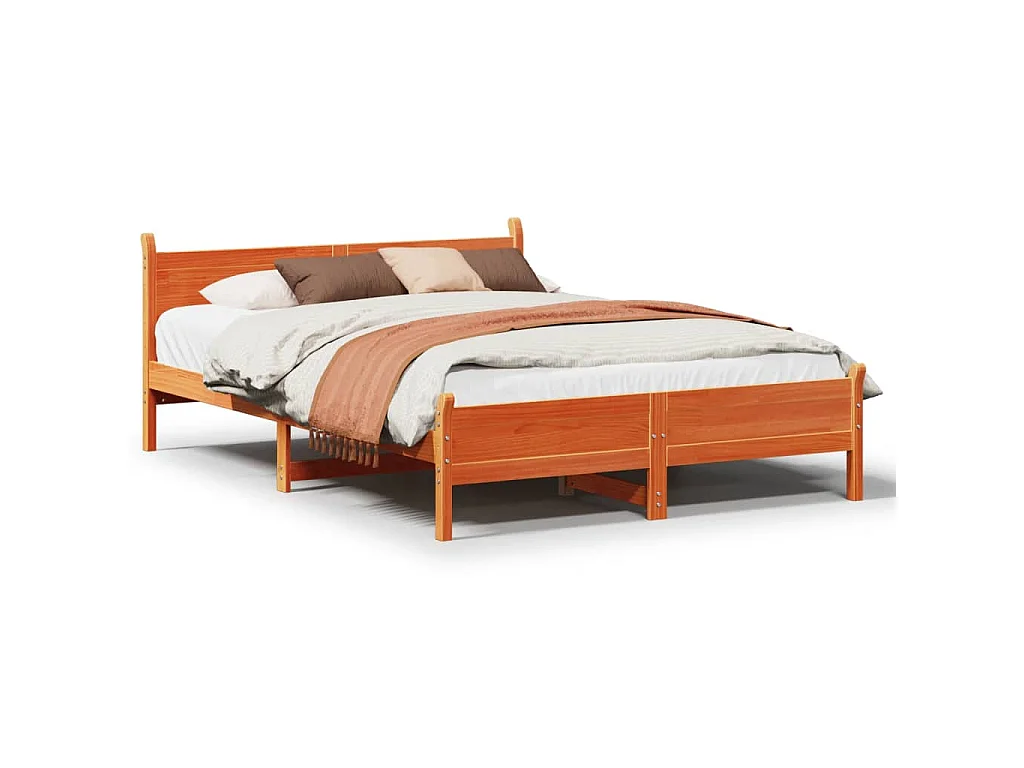 Bedframe zonder matras massief grenenhout wasbruin 150x200 cm