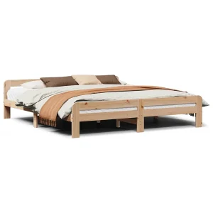 Bedframe zonder matras massief grenenhout 200×200 cm Bedframe zonder matras massief grenenhout 200×200 cm