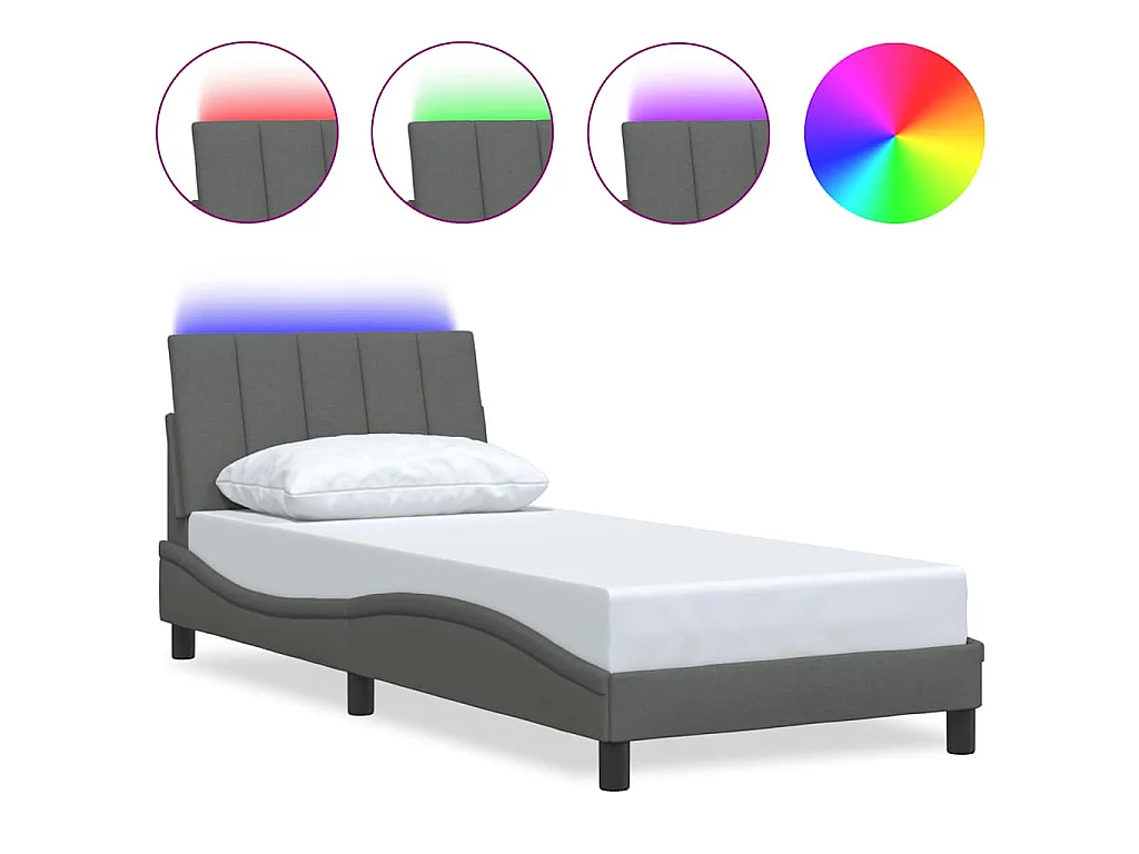 Bedframe zonder matras "Hanko" 90x190 cm stof donkergrijs