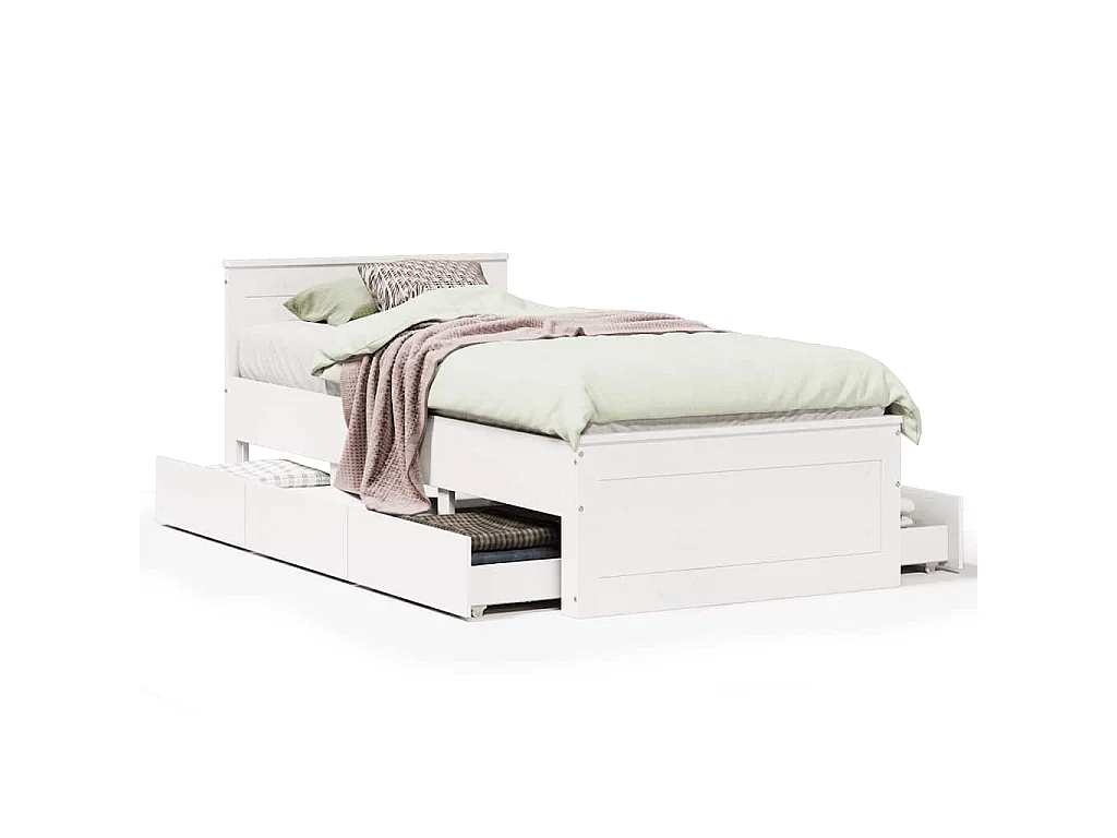 Bedframe met hoofdbord zonder matras grenenhout wit 90x190 cm