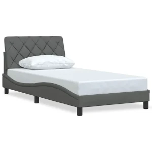 Bedframe zonder matras 100×200 cm stof donkergrijs Bedframe zonder matras 100×200 cm stof donkergrijs