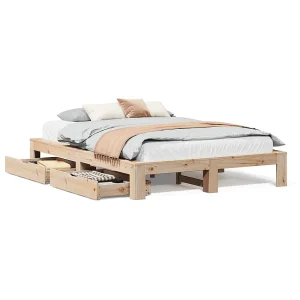Bedframe zonder matras massief grenenhout 140×190 cm
