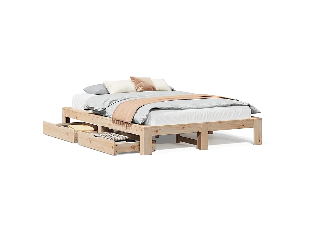 Bedframe zonder matras massief grenenhout 140x190 cm