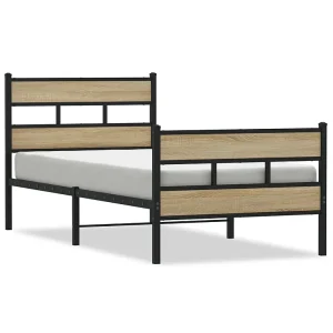 Bedframe zonder matras metaal sonoma eikenkleur 90×200 cm Bedframe zonder matras metaal sonoma eikenkleur 90×200 cm