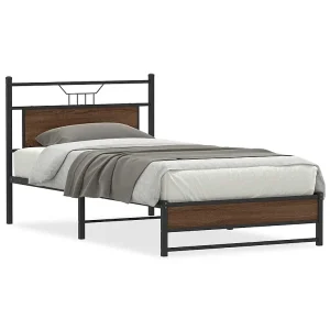 Bedframe zonder matras bewerkt hout bruin eikenkleur 100×190 cm Bedframe zonder matras bewerkt hout bruin eikenkleur 100×190 cm