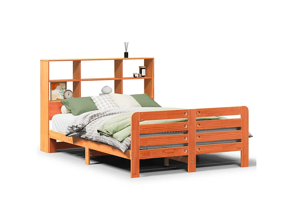 Bedframe zonder matras massief grenenhout wasbruin 135x190 cm