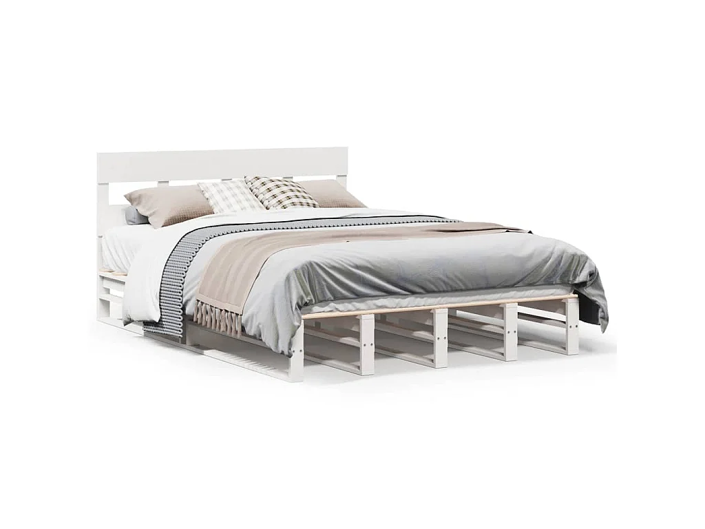 Bedframe zonder matras massief grenenhout wit 135x190 cm
