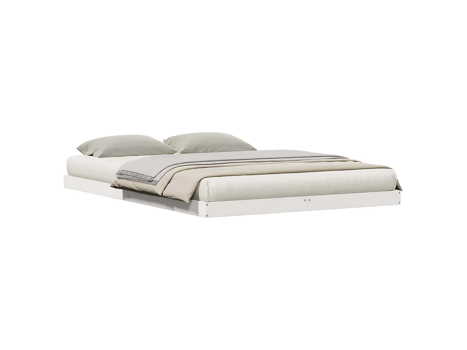Bedframe Wit 213.5 x 104 x 9 cm Massief grenenhout