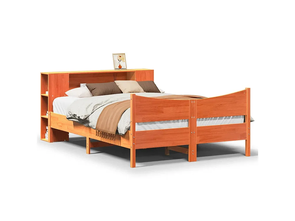 Bedframe zonder matras massief grenenhout wasbruin 140x200 cm