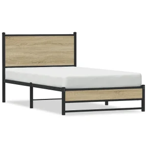 Bedframe zonder matras metaal sonoma eikenkleurig 100×190 cm