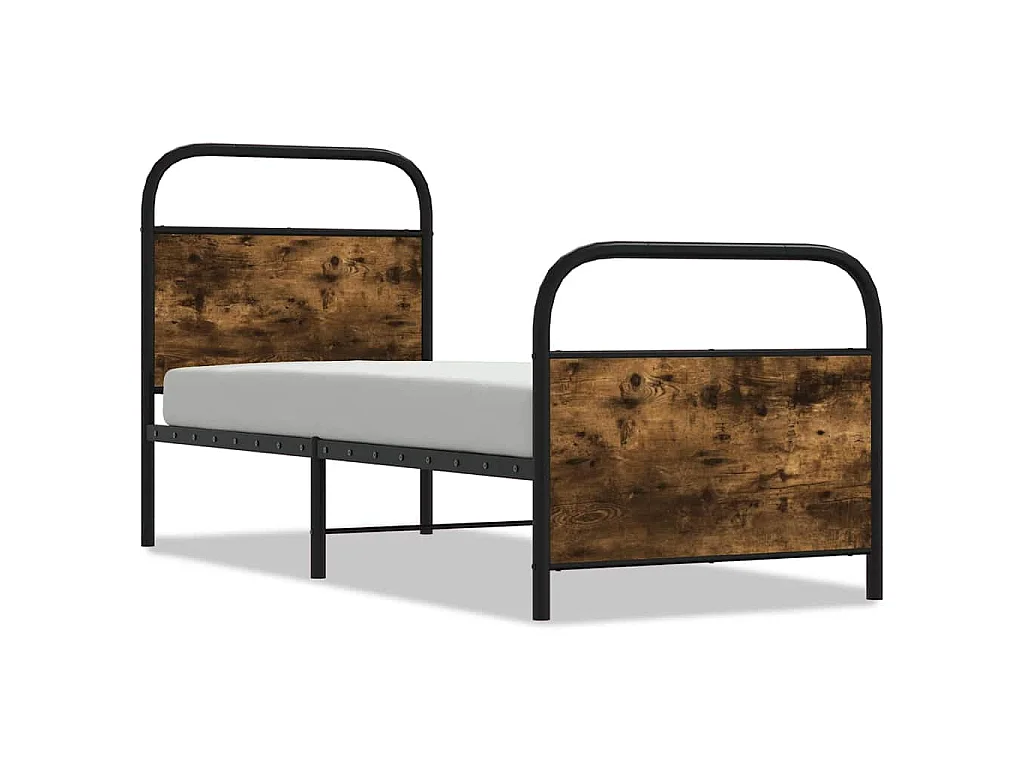 Bedframe zonder matras bewerkt hout gerookt eiken 75x190 cm