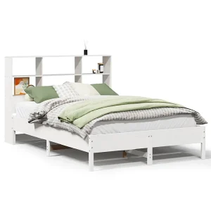 Bed met boekenkast zonder matras grenenhout wit 140×190 cm Bed met boekenkast zonder matras grenenhout wit 140×190 cm