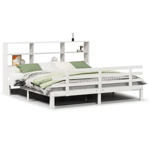 Bed met boekenkast zonder matras grenenhout wit 180×200 cm Bed met boekenkast zonder matras grenenhout wit 180×200 cm