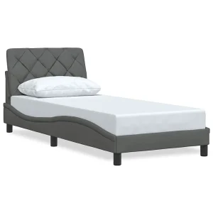 Bedframe zonder matras 90×200 cm stof donkergrijs Bedframe zonder matras 90×200 cm stof donkergrijs