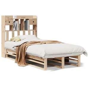 Bed met boekenkast zonder matras massief grenenhout 90×190 cm