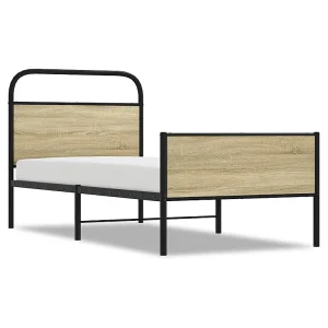 Bedframe zonder matras bewerkt hout sonoma eikenkleur 80×200 cm Bedframe zonder matras bewerkt hout sonoma eikenkleur 80×200 cm