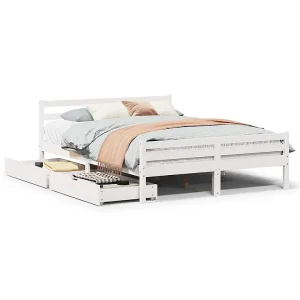 Bedframe zonder matras massief grenenhout wit 135×190 cm Bedframe zonder matras massief grenenhout wit 135×190 cm
