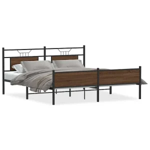 Bedframe zonder matras metaal bruin eikenkleurig 160×200 cm
