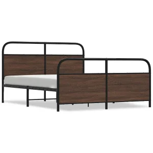 Bedframe zonder matras metaal bruin eikenkleurig 150×200 cm Bedframe zonder matras metaal bruin eikenkleurig 150×200 cm