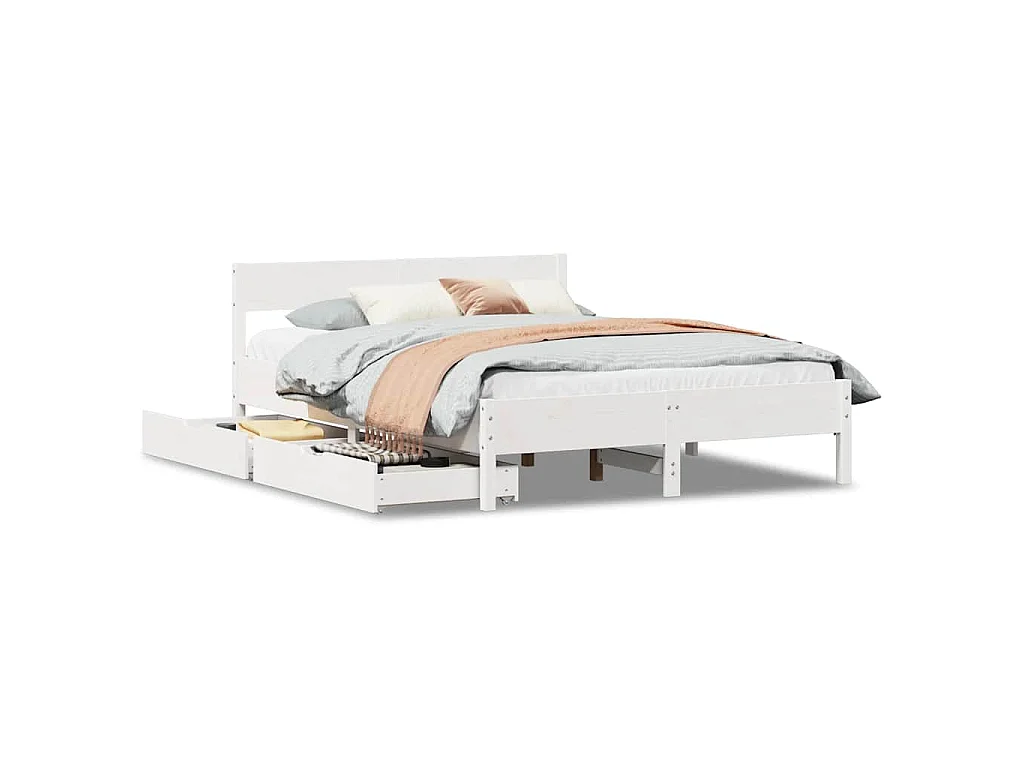 Bedframe zonder matras massief grenenhout wit 140x200 cm