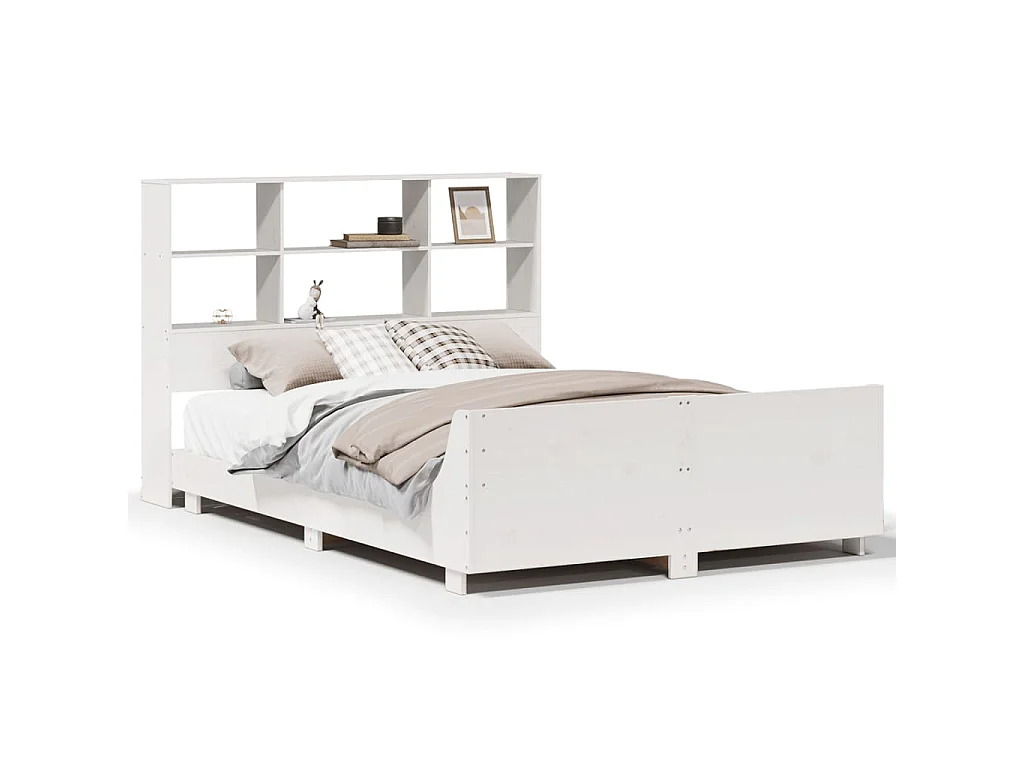Bedframe zonder matras massief grenenhout wit 140x200 cm