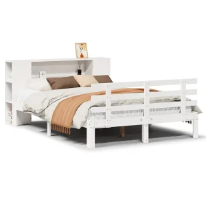 Bed met boekenkast zonder matras grenenhout wit 150×200 cm Bed met boekenkast zonder matras grenenhout wit 150×200 cm