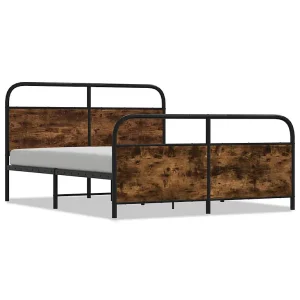 Bedframe zonder matras metaal gerookt eikenkleurig 183×213 cm Bedframe zonder matras metaal gerookt eikenkleurig 183×213 cm