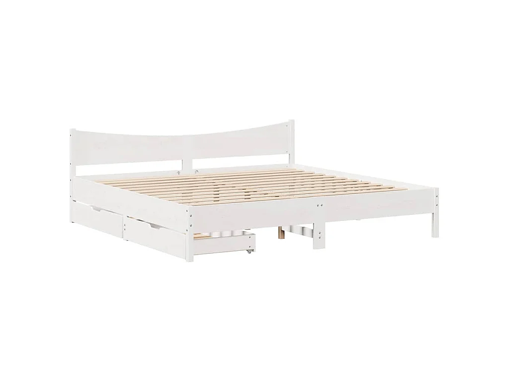 Bedframe met lades massief grenenhout wit 200x200 cm