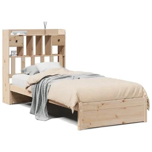 Bed met boekenkast zonder matras massief grenenhout 75×190 cm