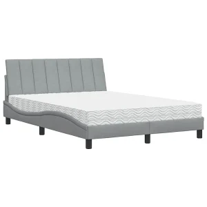 Bed met matras "Hanko" stof lichtgrijs 120×200 cm Bed met matras "Hanko" stof lichtgrijs 120×200 cm