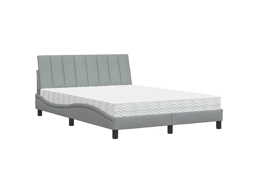 Bed met matras "Hanko" stof lichtgrijs 120x200 cm